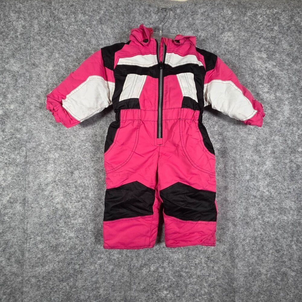 Healthtex Kids Girls 18 month pink fleece lined snowsuit Hooded Front zip